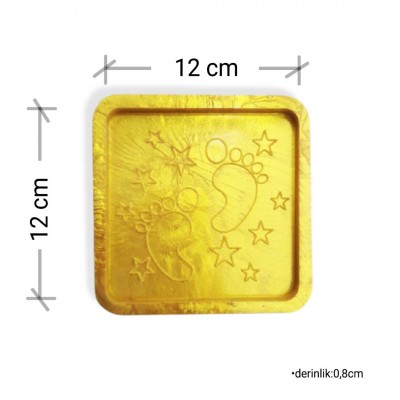 Kendinden Bebek Ayağı Desenli Bardak Altlığı - Premium Silikon Kalıp 12cmx12cm