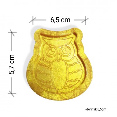 Kendinden Baykuş Desenli Magnet - Anahtarlık  - Premium Silikon Kalıp 6,5cmx5,7cm